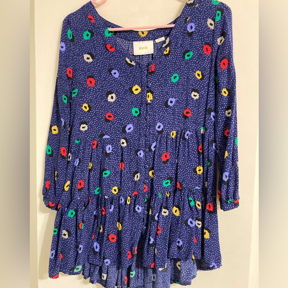 Colorful Quirky Anthrpologie Flowy Buttondown Three Quarter Sleeve Shirt